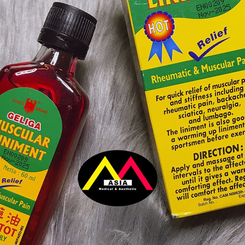 Dầu nóng GELIGA Muscular Liniment hiệu con ó xoa bóp xoa bóp gia truyền bạc hà long não giảm đau bong gân Indonesia 60ml