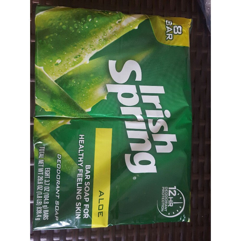XÀ BÔNG CỤC TINH CHẤT NHA ĐAM Irish Spring Aloe Vera Bar Soap - lốc nguyên 12 cục từ mỹ