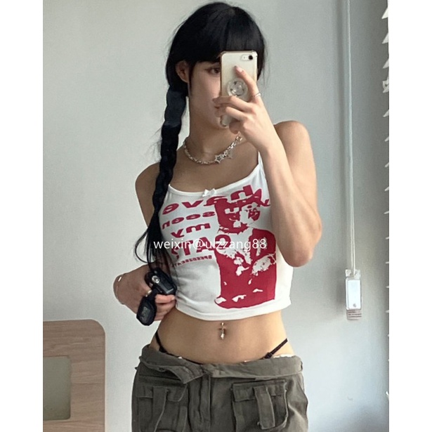 QKOOLE  Áo Croptop Sát Nách Thời Trang Vintage Hàn Quốc Cho Nữ