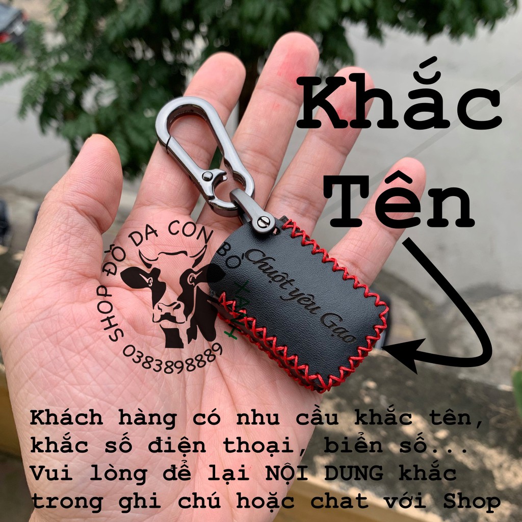 Bao Da Chìa Khoá Mitsubishi Xpander, Triton, Attrage, Mirage, Lancer (chìa cơ) handmade Da Thật 002