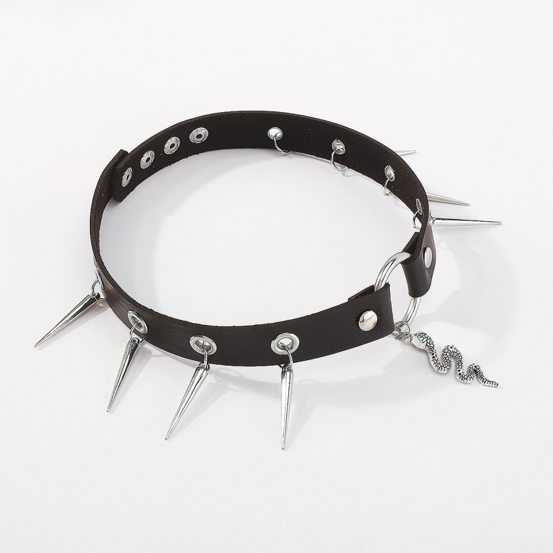 Vòng Cổ Choker Da Rắn Màu Đen Phong Cách Punk Gothic Cho Club