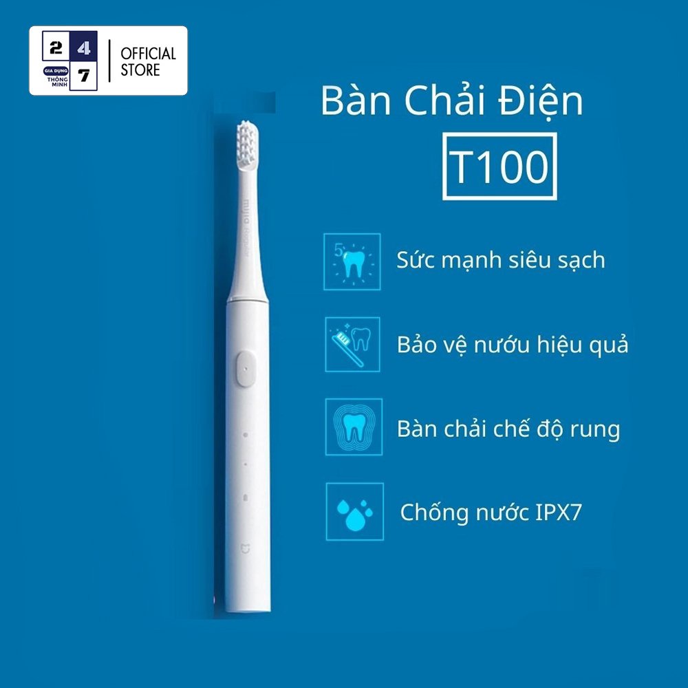 Bàn chải điện xiaomi Mijia T100 pin sạc kháng nước ipx7 46g - AH011