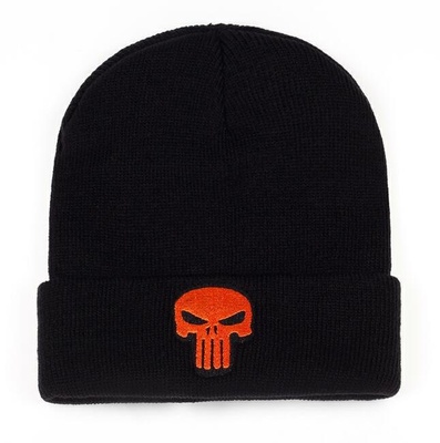 Mũ beanie dệt kim màu đen in hình đầu lâu cá tính