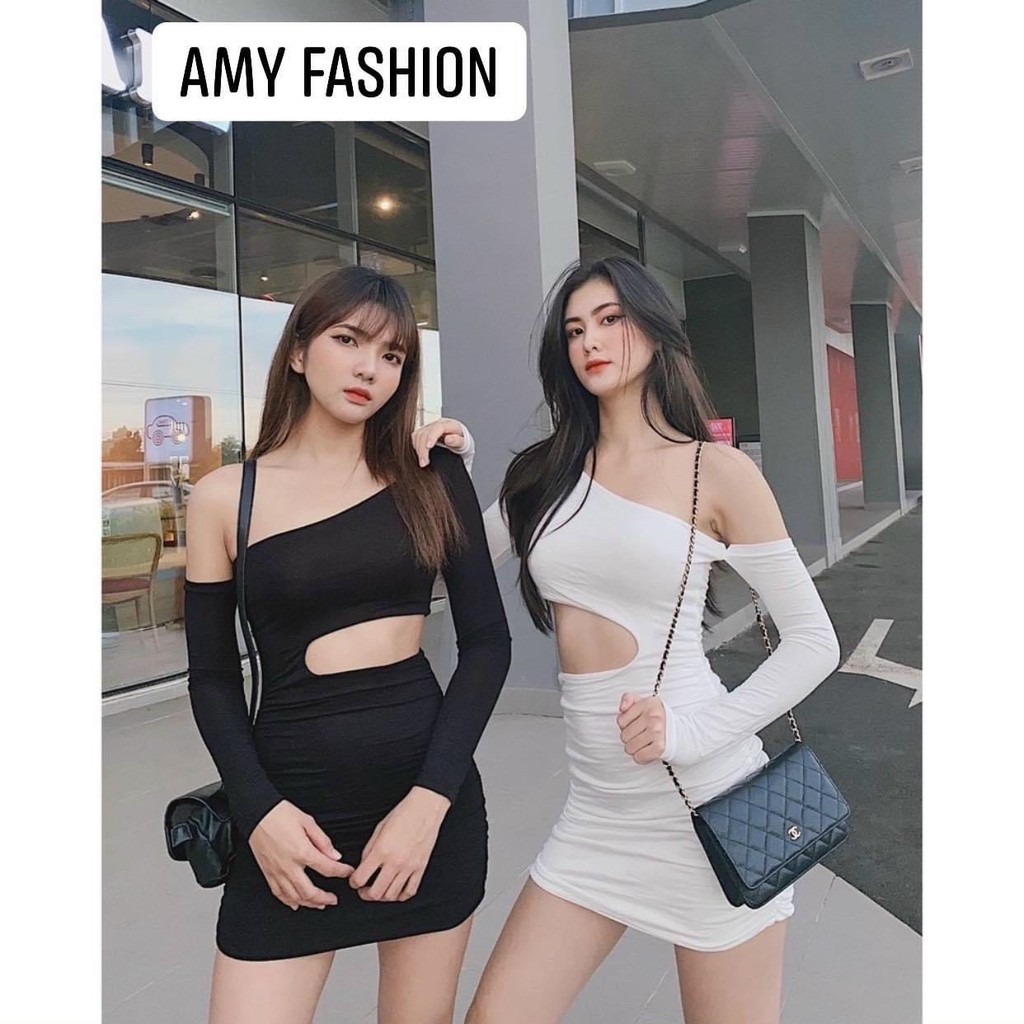 đầm body ôm dáng thun bozip mềm cut out sexy cá tính, siêu hot đủ màu xinh