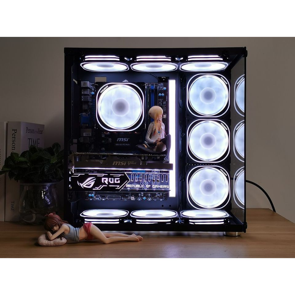 Quạt Tản Nhiệt, Fan Case Coolmoon K3 dual ring led RG - Sử dụng hub