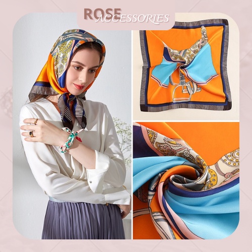 [ Mới 2022] Khăn Banada - Áo yếm lụa cap cấp mềm mại kèm họa tiết kich thước 70x70 Rose.Accessories mã KY01