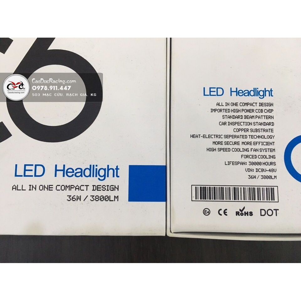 SIÊU RẺ - Led C6 Headlight 36w / 3600LM - ánh sáng trắng chân H4 - ảnh chụp thật