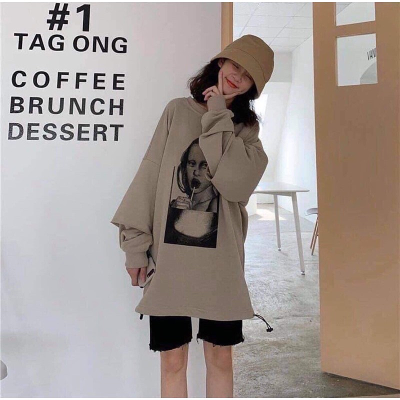 Sweater in hình cô gái vải nỉ lót bông