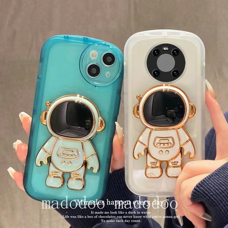 Cute Casing Realme 11 C53 C55 C33 C30 C35 C21Y C25Y 9i C25 C25S C12 C17 7I C1 C15 5 5s 5i 7i 2 Pro U1 Narzo N53 50A 30A 20 Prime C11 2020 8 Pro 4G ins Astronaut Stand Multicolor Round Edge Airbag Shockproof Tpu Clear Soft Phone Case Full Back Cover NKS 10