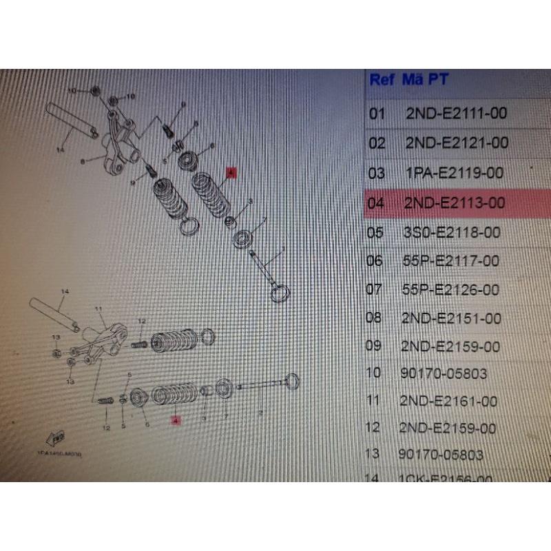 Bộ 4 lò xo Xupap Exciter 150 Yamaha
