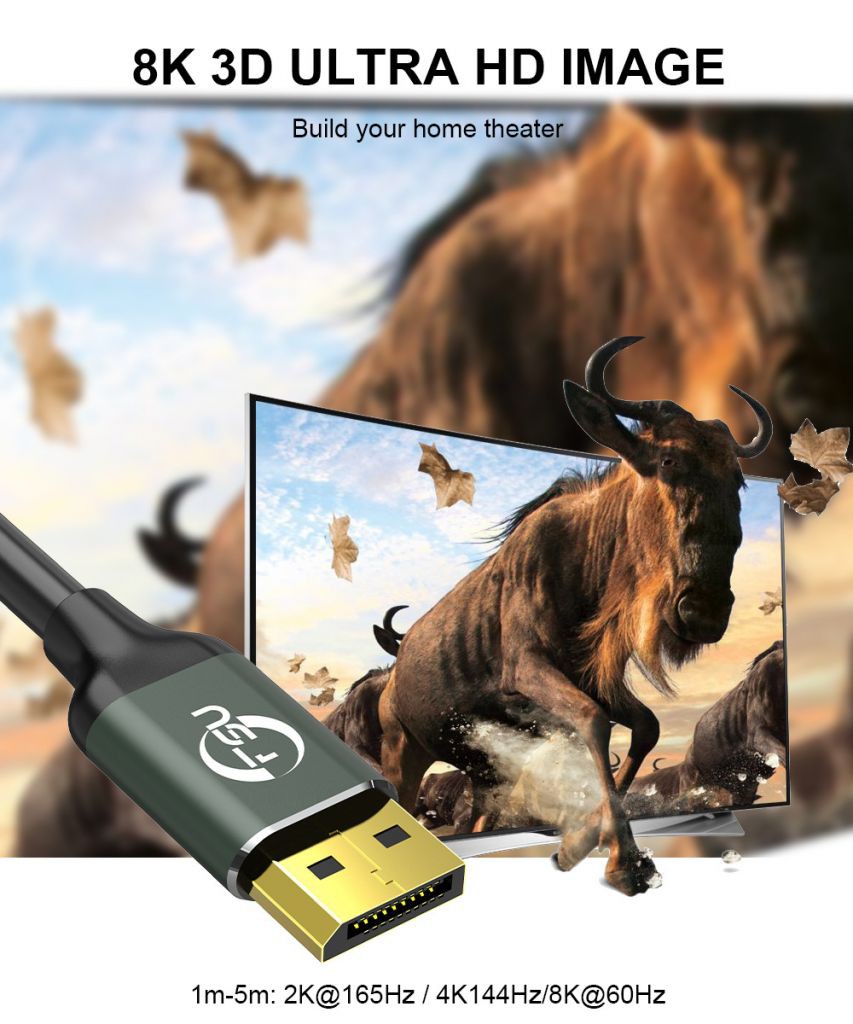 Giắc Chuyển Đổi Displayport 1.4 8k 4k Hdr 144hz 60hz 165hz Cho Pc Laptop Tv Dp 1.4 Display Port Aum1