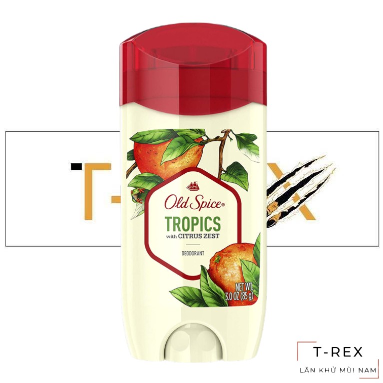 [Hàng AUTH] Lăn Sáp Khử Mùi Old Spice Inspired By Nature Collection Tropics With Citrus Zest 85g (Sáp Xanh)