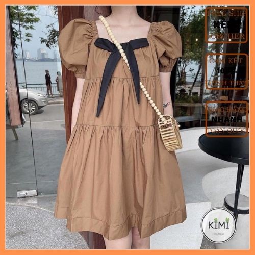 Đầm bầu xinh cổ vuông chất đẹp Dambauxinh-L1208 Váy bầu công sở mùa hè mẫu mới 2022