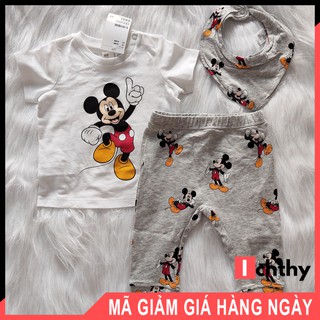 Set bộ Mickey kèm yếm màu trắng - Thời trang HM