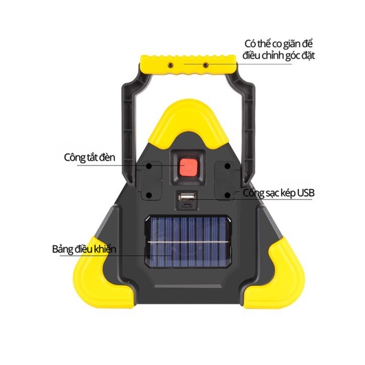 Đèn Led Cảnh Báo Khẩn Cấp Hình Tam Giác 4 Chế Độ Sáng Kiêm Nguồn Điện Dự Phòng Trangdiemxe 4 By-1058