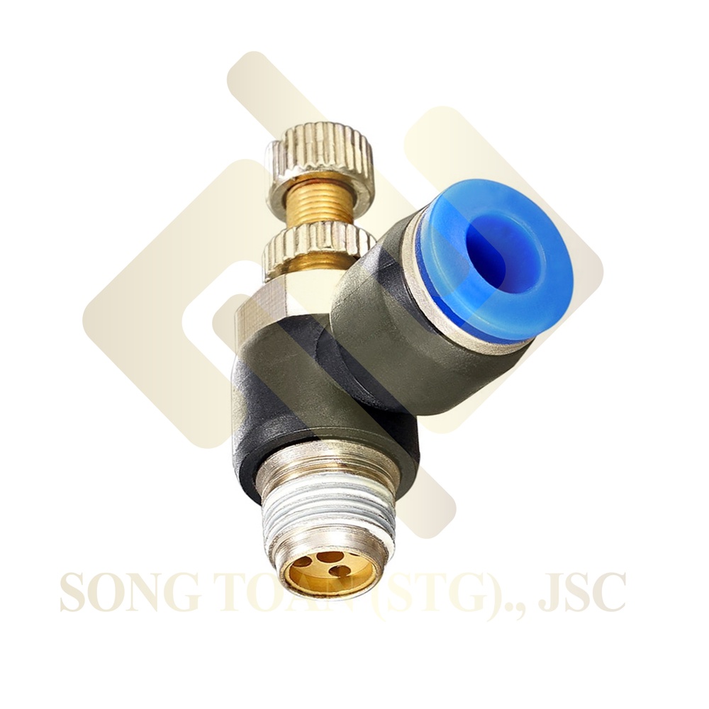 Van co ren ngoài có khóa điều áp nối nhanh 1 đầu cắm ống mềm nhựa PU hơi khí nước phun sương