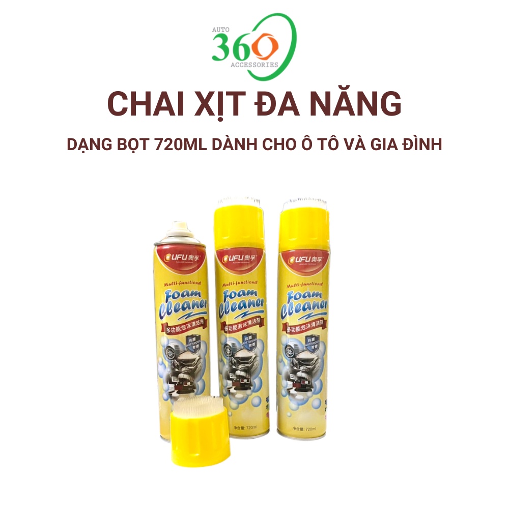 Chai xịt đa năng, chai xịt vệ sinh 720ml, dạng bọt dùng dùng cho xe ô tô và gia đình