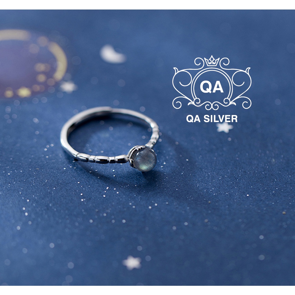 Nhẫn bạc nữ mặt đá rãnh trượt S925 MOONSTONE Silver Ring QA SILVER RI190502