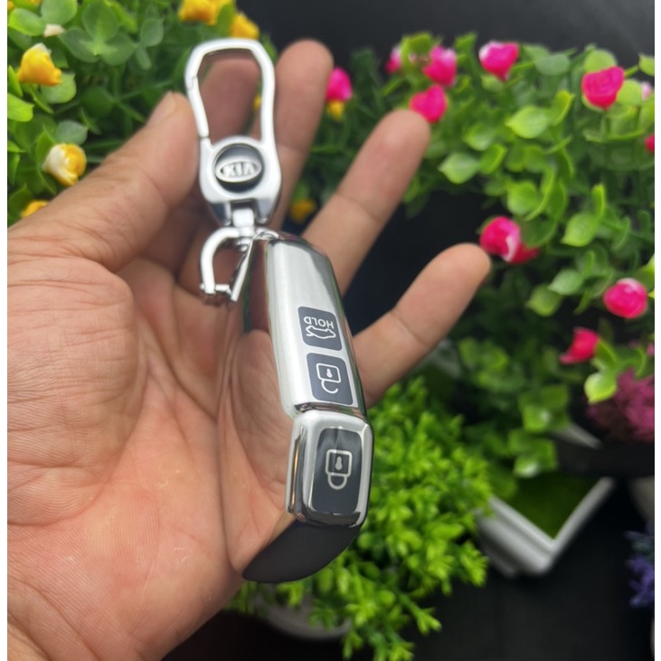 Ốp chìa khoá TPU Mạ Inox xe ô tô Kia- Cerato 2019 loại 3 nút bấm cạnh