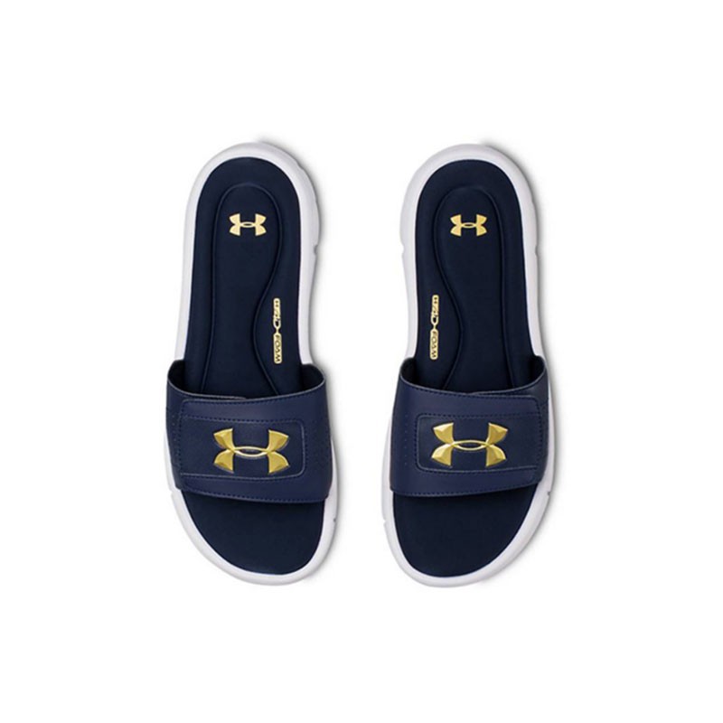 Đề nghị đặc biệt Ｕnder Armour UA Ignite V Slides Dép Blue White 4D Bộ nhớ Đệm thể thao Dép đôi Dép nam và nữ Dép * Trong kho *