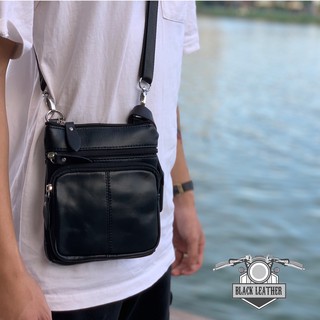 Túi da bò đeo chéo nam Black - 01