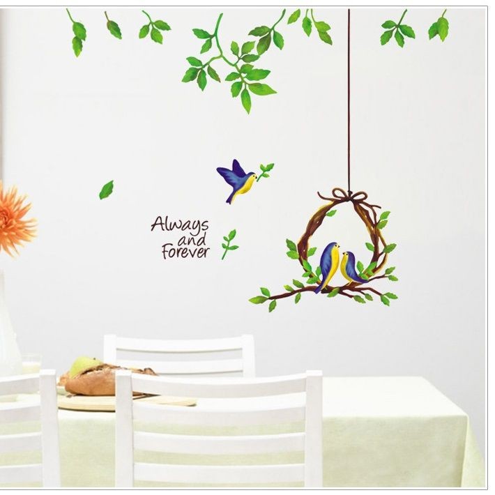 Decal dán tường 3D [THANH LÝ] trang trí nhà cửa tranh Tổ chim - DH046