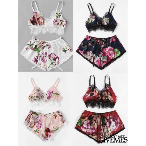 Bộ Đồ Ngủ Hai Dây Phối Ren Gợi Cảm Cho Nữ