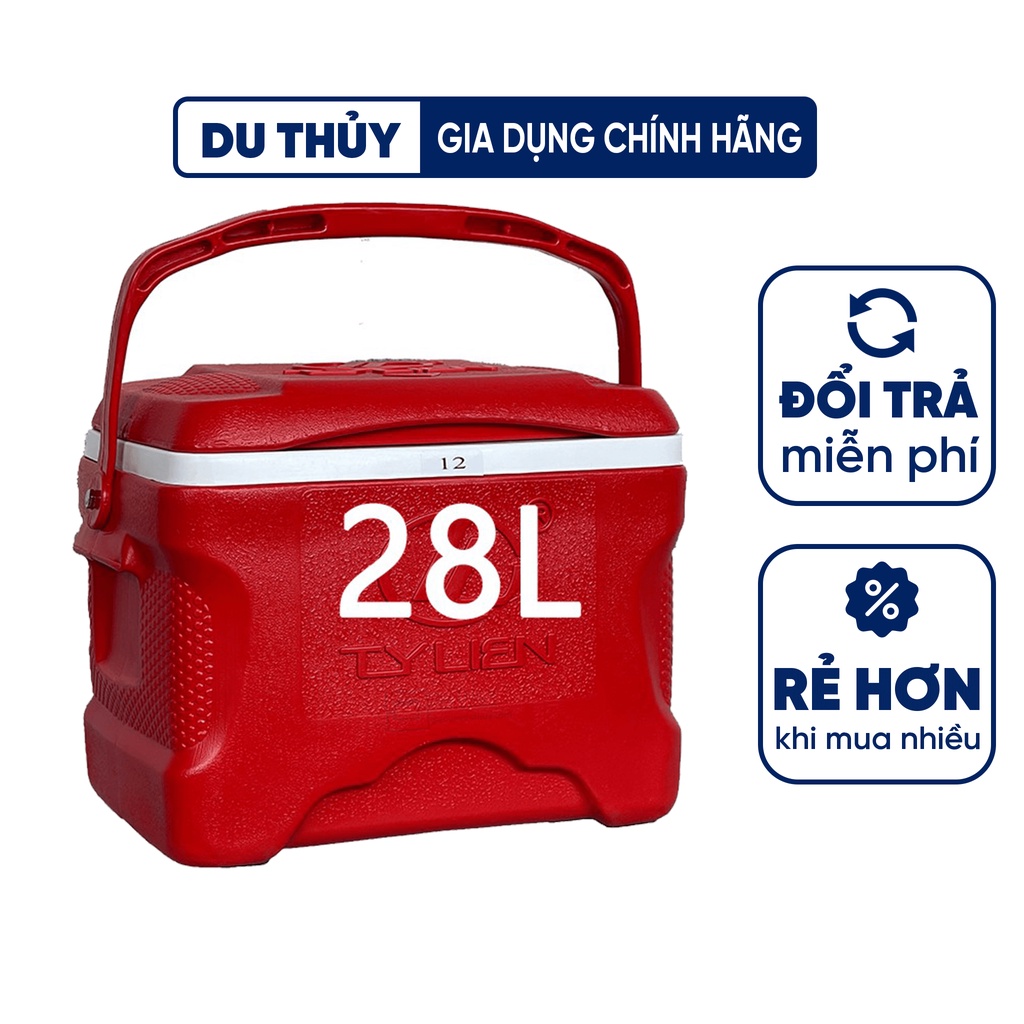 Thùng đá giữ nhiệt vuông giữ lạnh 36h dung tích 28L Happy Cooler có quai xách, không chứa BPA an toàn cho sức khỏe