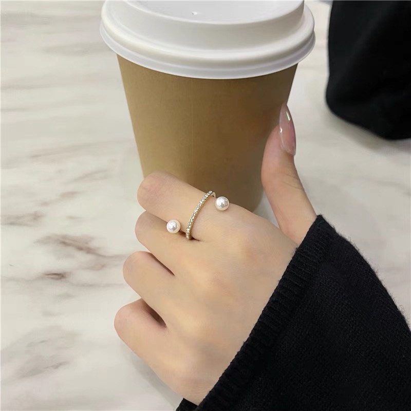 Nhẫn nữ đá phối ngọc trai nhân tạo siêu xinh NNT143