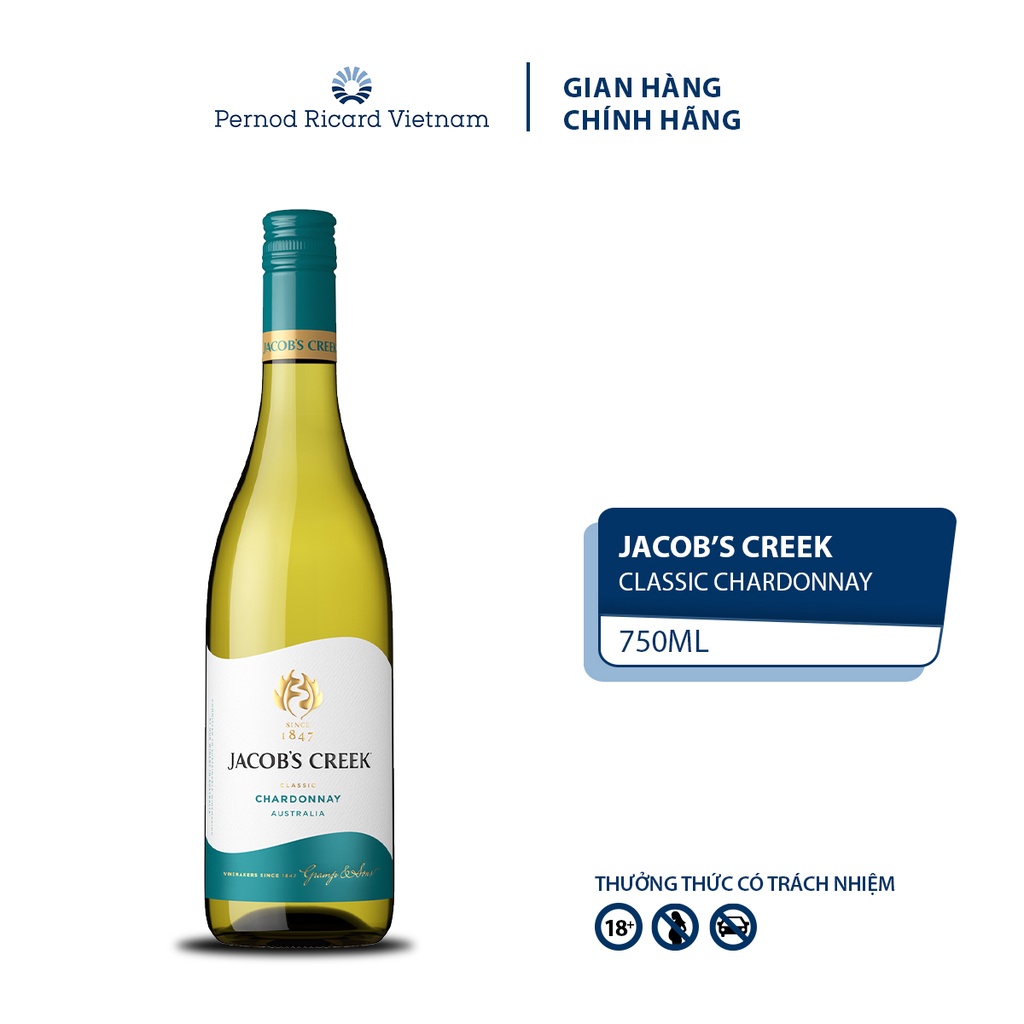 Rượu Jacob's Creek Classic Chardonnay Nồng Độ Alc 12.9% 750ml [Vang Trắng] không kèm hộp