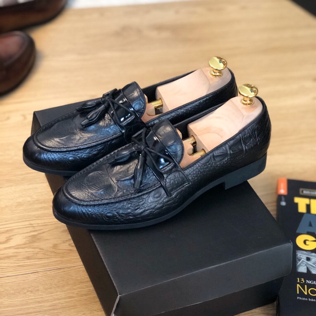 Giày Lười Nam - Giày Da Dập Vân Cá Sấu - Bảo Hành 12 Tháng hỗ trợ ĐỔI SIZE - Mã X091-3 Màu Đen | BigBuy360 - bigbuy360.vn