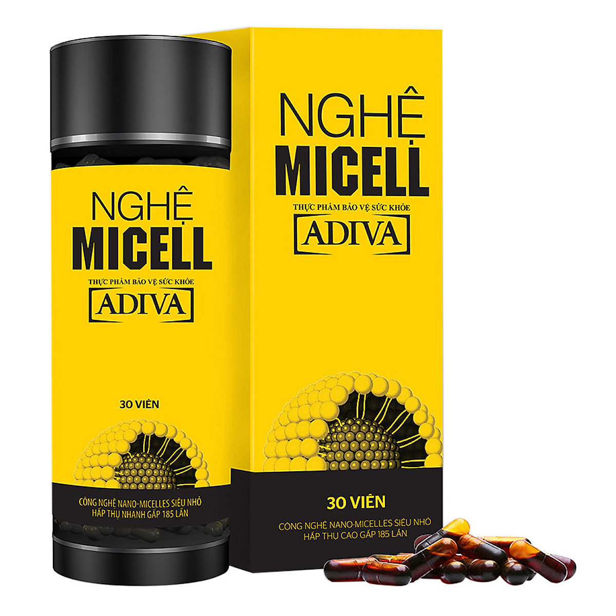 Tinh Nghệ Nano Micell Adiva - Hộp 30 Viên