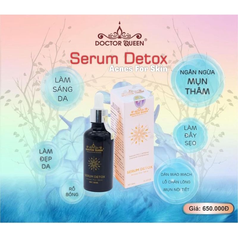 SERUM MỤN DETOX,DOCTOR QUEEN  GIÚP LÀN DA TRỞ NÊN MỊN, TRẮNG SÁNG, KHÔNG CÒN LO VỀ MỤN TRÊN DA MẶT