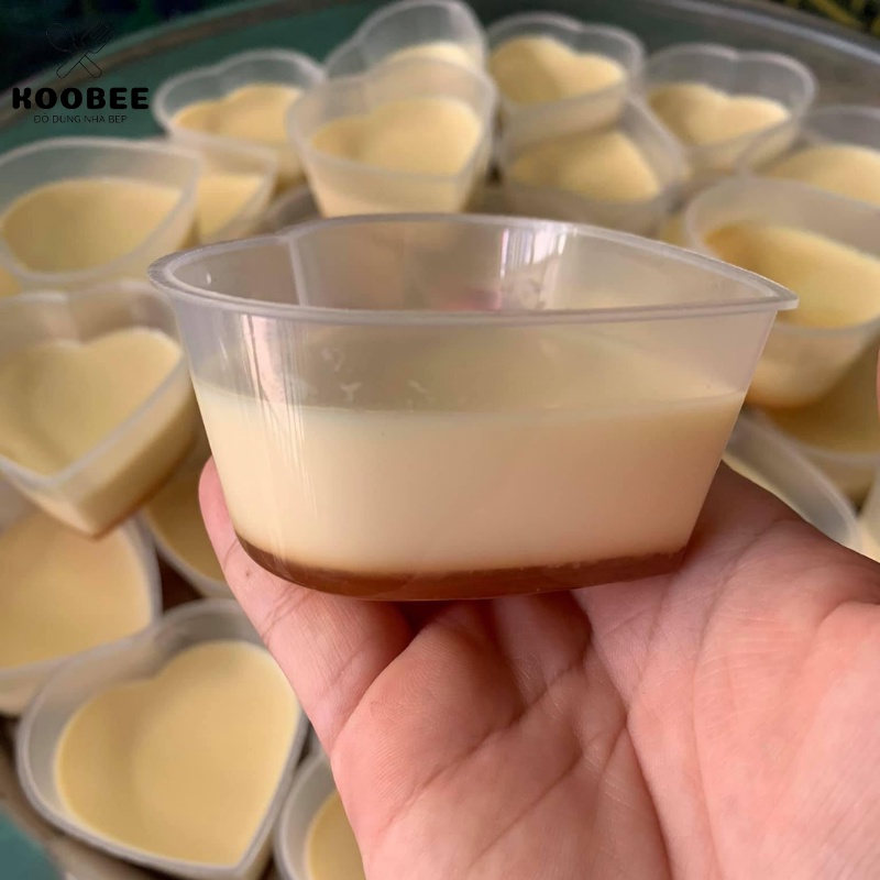 Hộp bánh flan trái tim - Khuôn làm bánh da lợn, thạch rau câu, bánh xu xê, caramen CÓ NẮP CHỊU NHIỆT KHÔNG MÙI