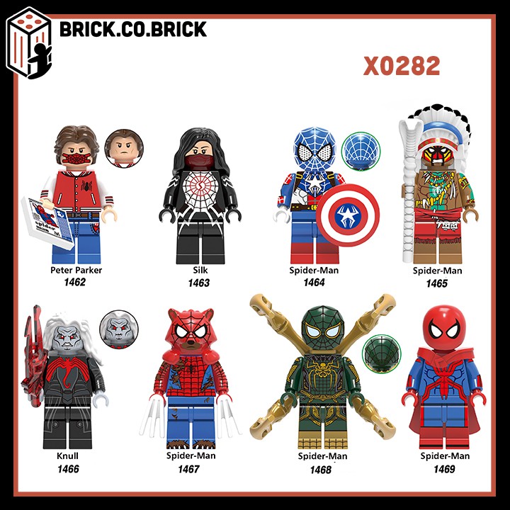 X0282 -  Đồ chơi lắp ráp minifigure và non lego siêu anh hùng Spider Man, Silk, Knull, Peter Parker trong vũ trụ Marvel