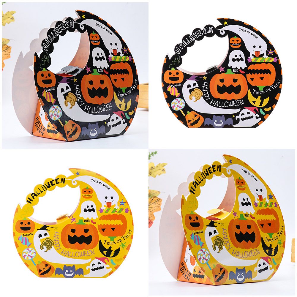 Set 1 / 5 Hộp Đựng Bánh Kẹo In Họa Tiết Halloween Đơn Giản