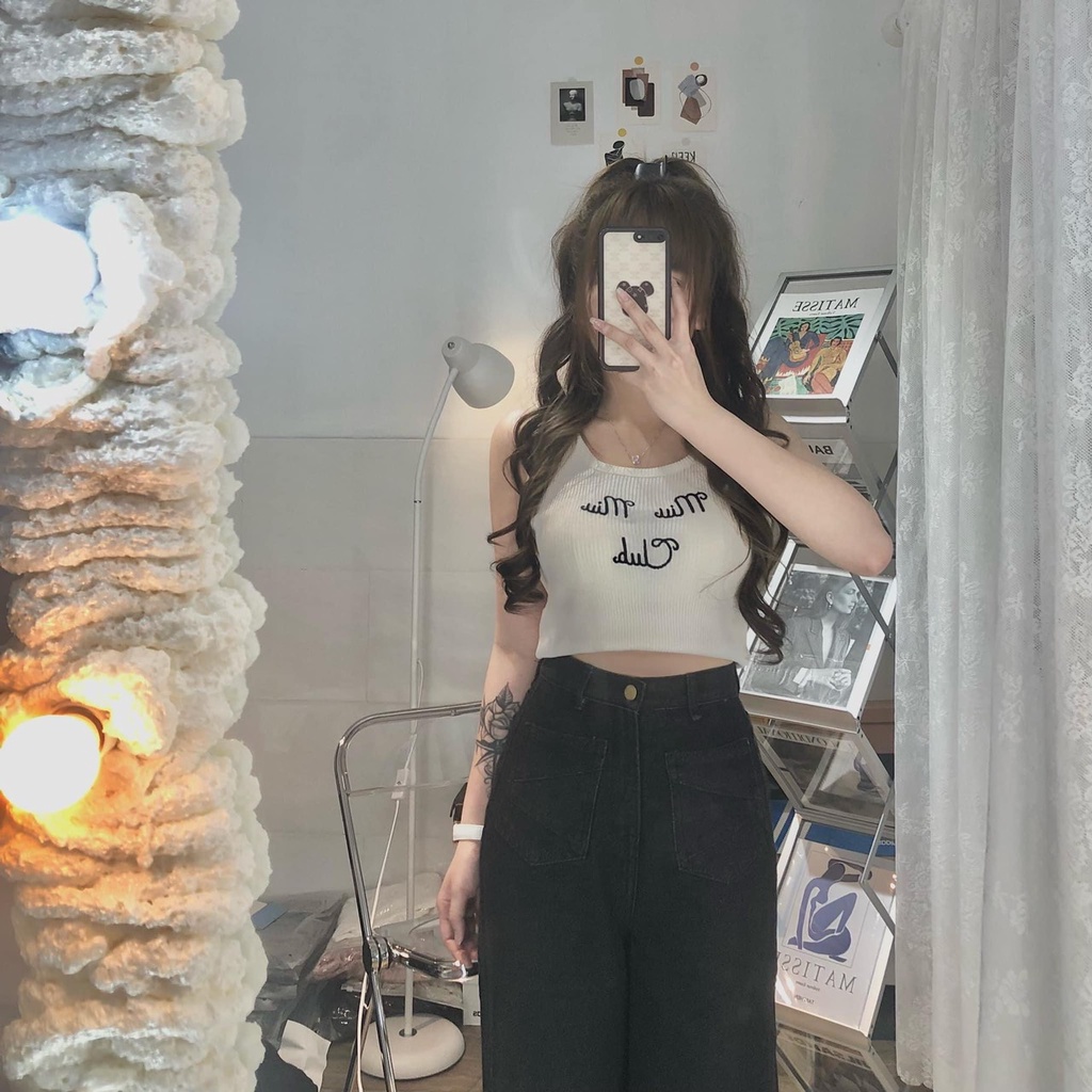 [ HÓT] Áo ba lỗ nữ thêu miu miu -  Áo Thun dáng ôm body dáng ngắn, croptop thể thao năng động cá tính. ZADOLA FASH