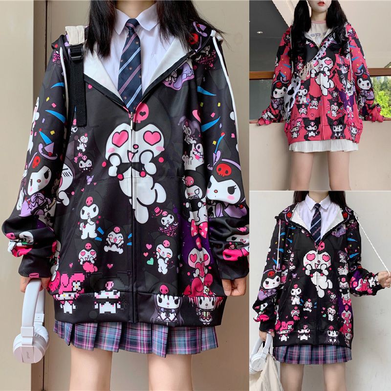 【Ready Stock】Áo Khoác Hoodie Kiểu Đồng Phục Phong Cách Harajuku