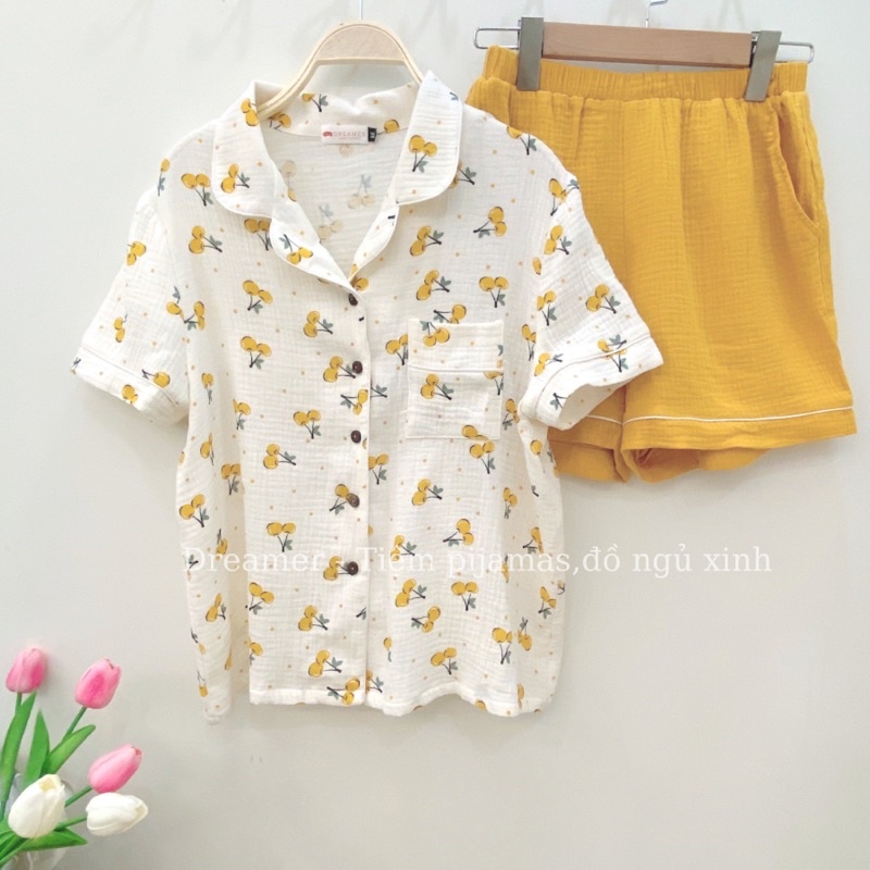 Đồ Ngủ Pijama, Đồ Bộ Nữ Mặc Nhà Xô Muslin Tay cộc quần cộc - Dreamer