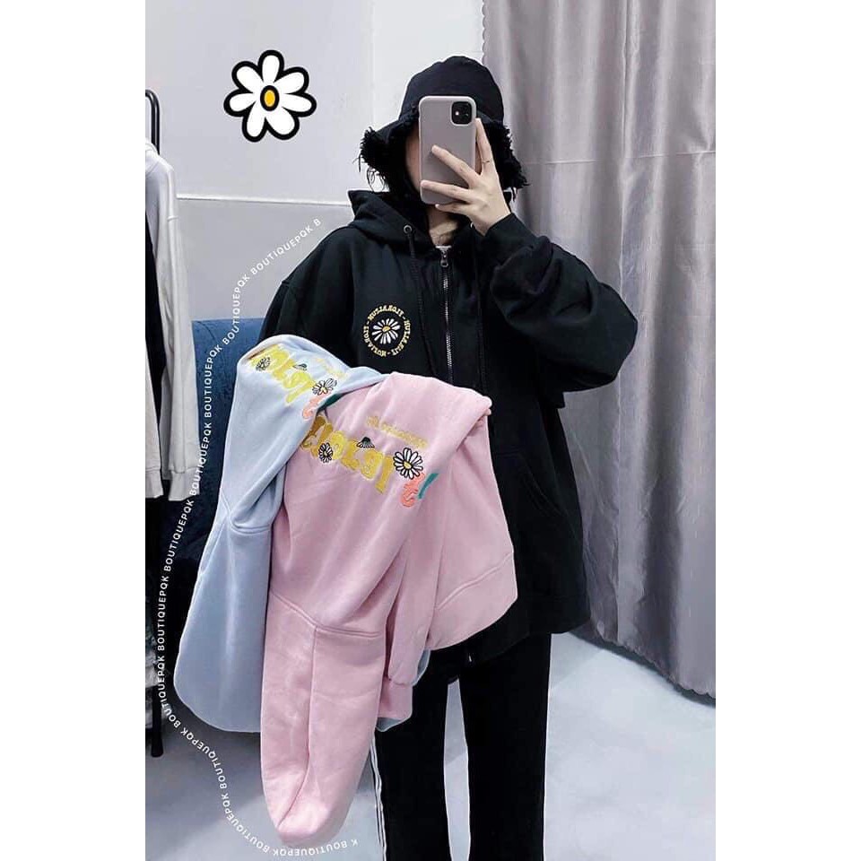 Áo khoác nữ Hoodie form rộng Khóa Dây Kéo Chất Liệu Thun NỈ Ngoại bông mềm TP893