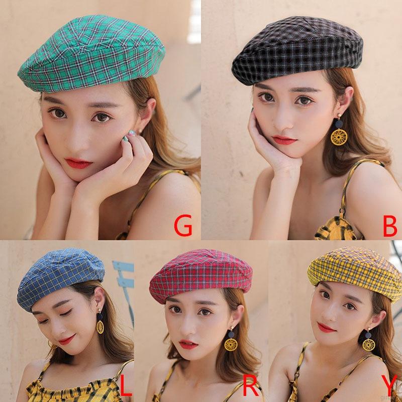 Nón Beret Họa Tiết Caro Thời Trang Phong Cách Hàn Quốc