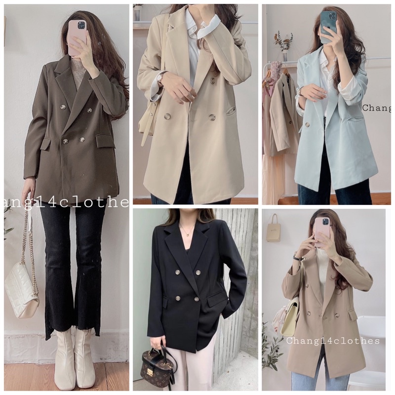 Áo khoác vest-blazer hàng thiết kế chất kate hàn 4 màu đen trắng xanh nâu be