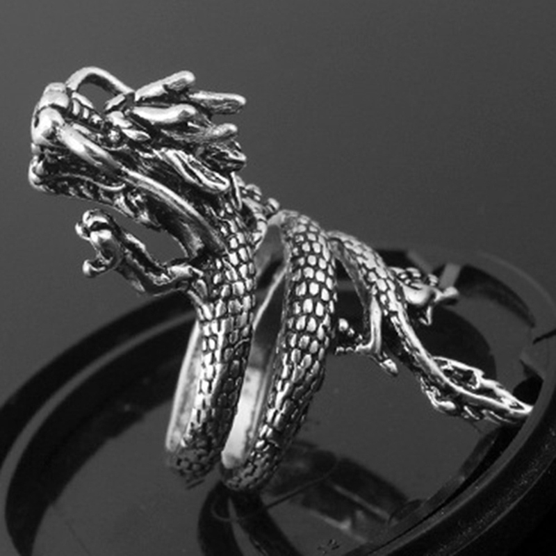 Personality Punk Vintage Exaggerated Dragon Ring For Men Women Fashion Open Men's Rings Domineering Finger Rings Jewelry