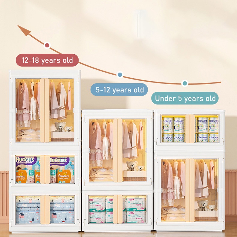 AladdingTủ Quần Áo Trẻ Em Bằng Nhựa Trong Suốt Lắp Ráp Dễ Dàng.