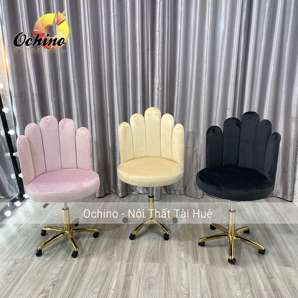 Ghế Trang Điểm Xoay, Ghế Xoay Học Sinh Bánh Xe Chân Vàng Sao Cao Cấp Mẫu Sò Múi Phong Cách Bắc Âu (Hình Thật Shop Chụp)