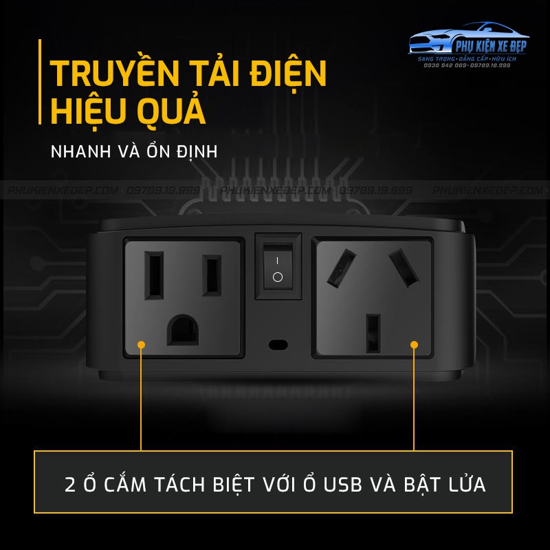 Bộ chuyển đổi nguồn điện 12V sang 220V ⚡FREESHIP - CAO CẤP⚡ chính hãng INTROSAN bảo hành 6 tháng, công suất 230W