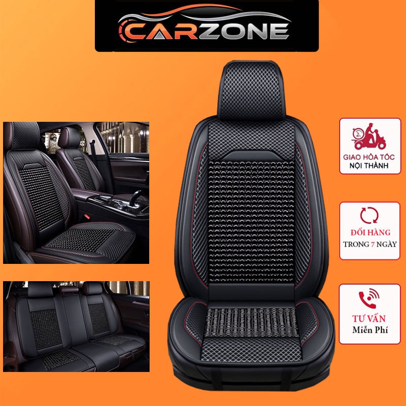 Bọc Ghế Ô Tô Hạt Gỗ - Lót Ghế Ô Tô Hạt Gỗ Massage Chống Nóng, Áo Ghế Ô Tô Lót Liền Hạt Gỗ Masa Lưng Chất Liệu Da Cao Cấp