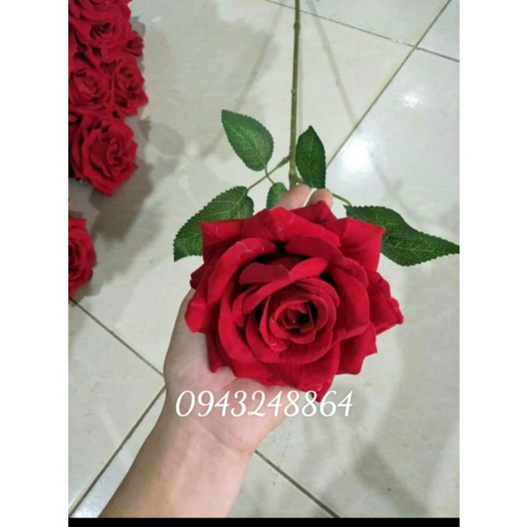 CÀNH HỒNG NHUNG 1 BÔNG - HOA LỤA