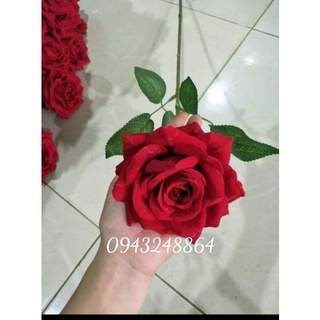 CÀNH HỒNG NHUNG 1 BÔNG - HOA LỤA