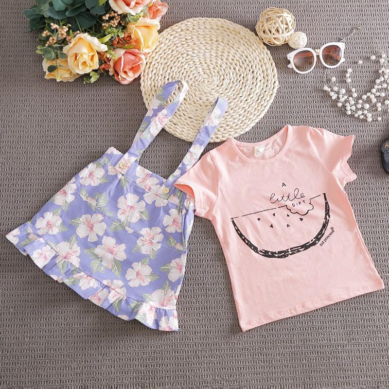 Bộ áo thun + chân váy hoạ tiết dưa hấu cho bé